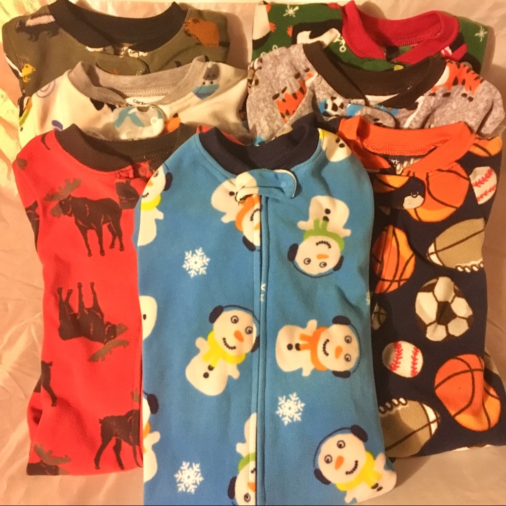 Lot of Boys Carter’s Fleece Onesie Pajamas